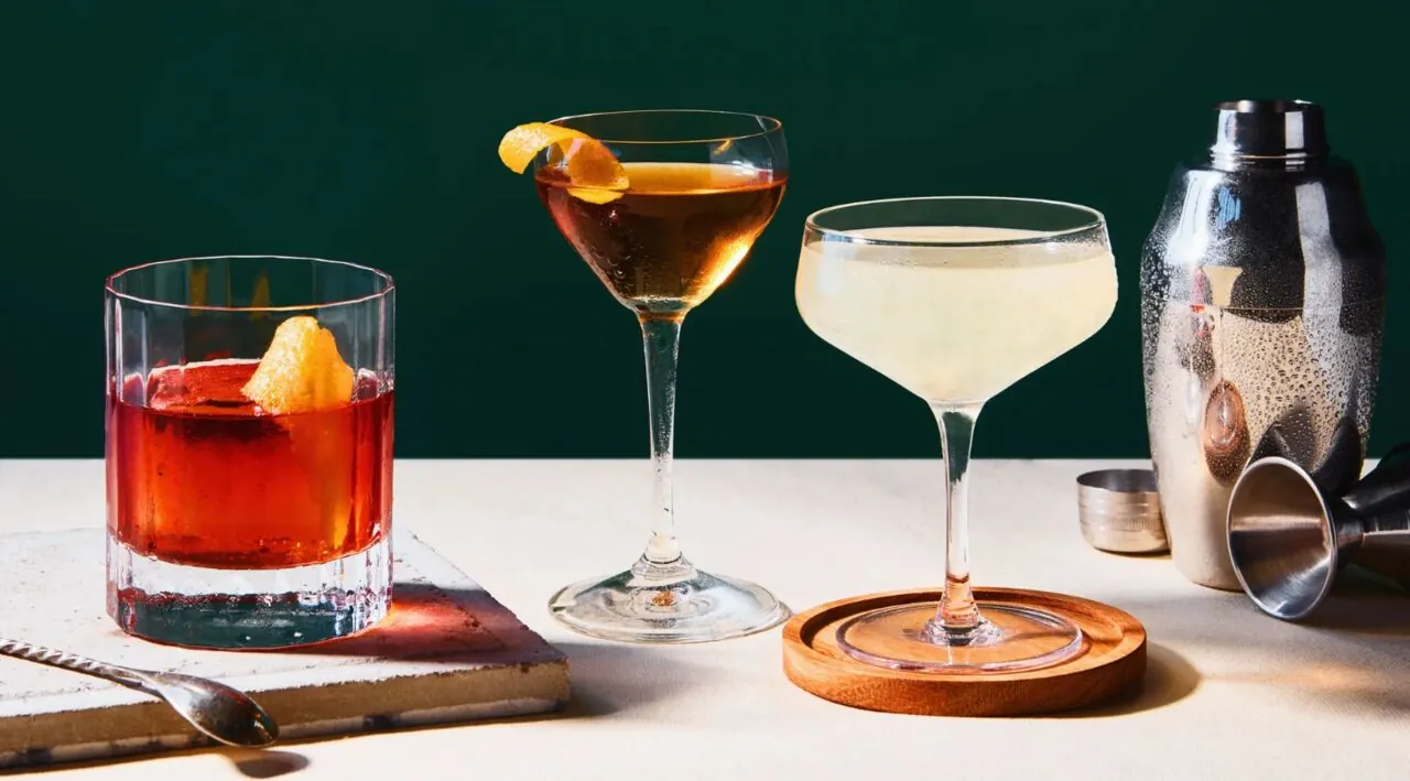 Cocktails on a marble bar