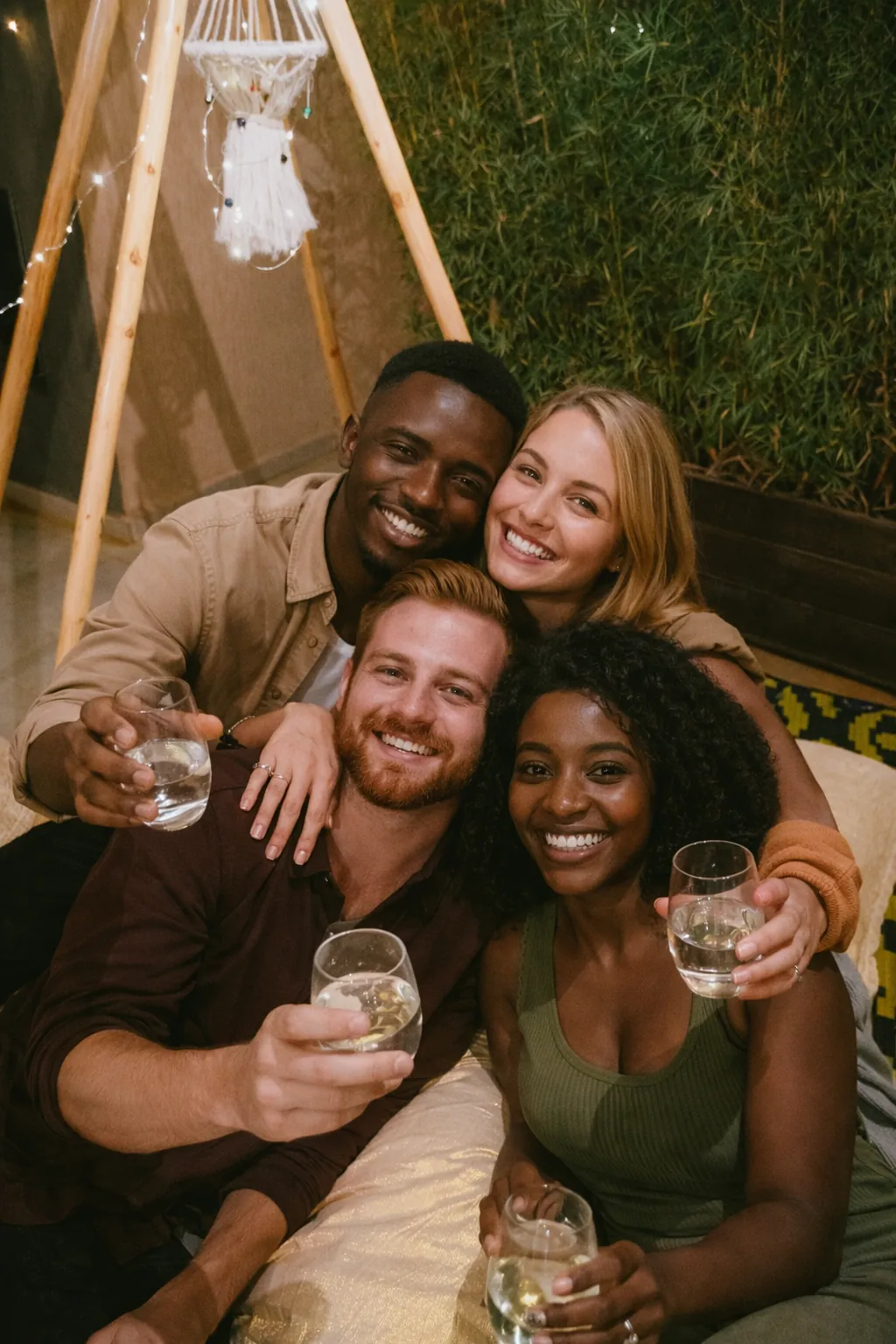 Friends enjoying drinks together